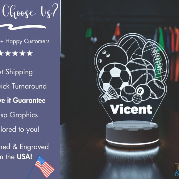 Custom Sports LED Night Light for Kids and Adults - Picture 4 of 8